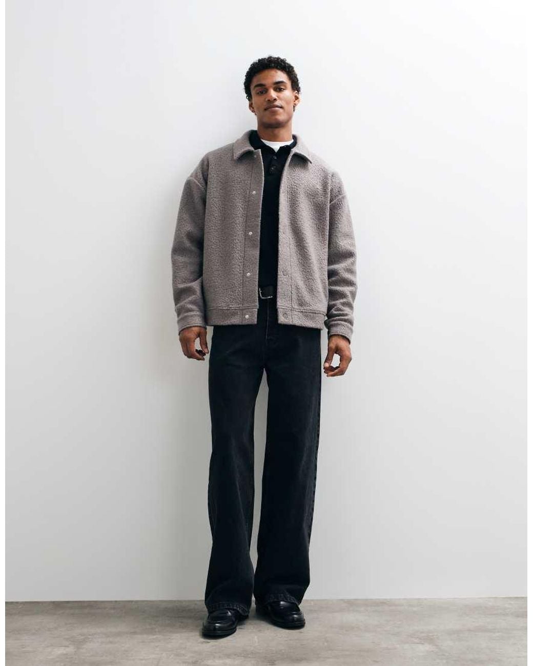 ASOS Gray Oversized Textured Shacket for men