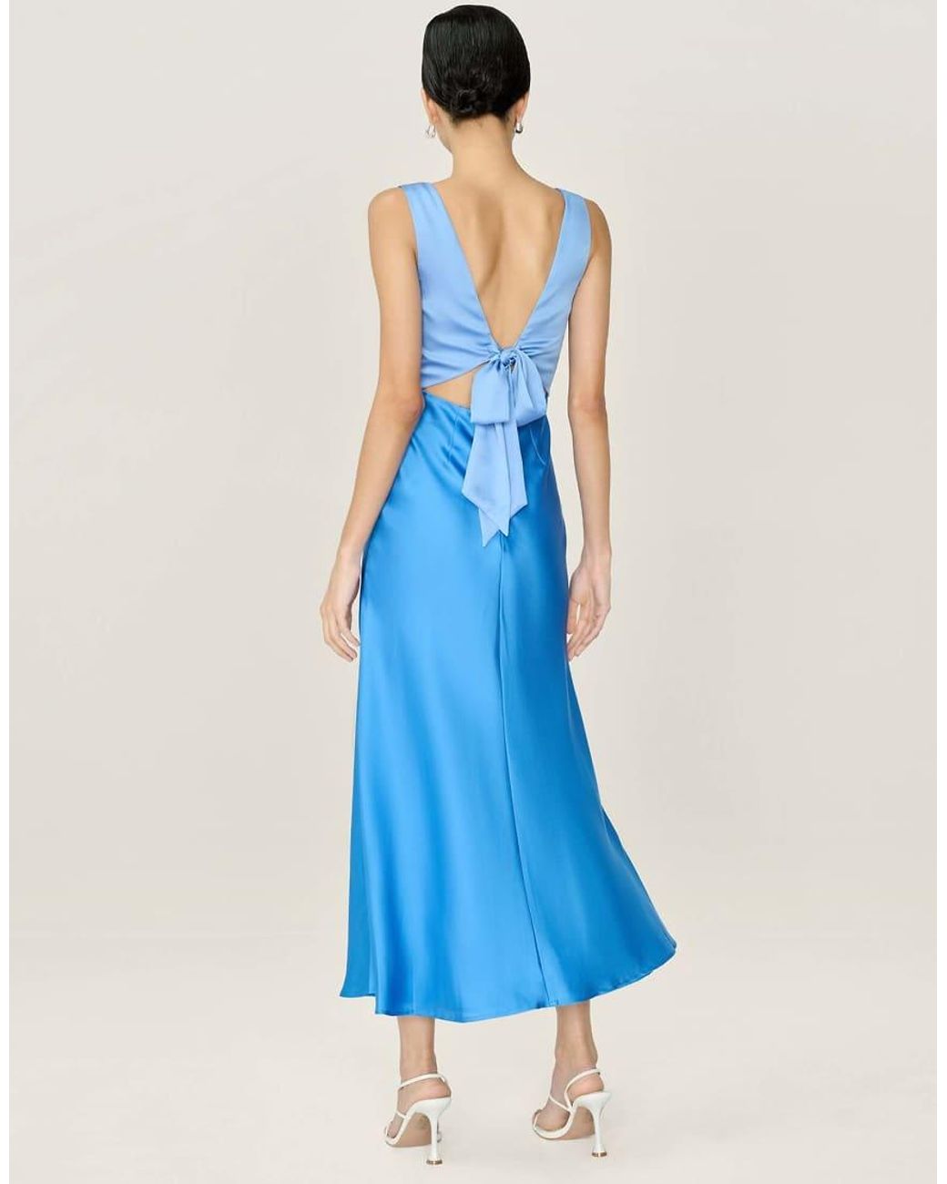 OMNES Blue Dresses Maggy Colourblock Satin Midi Dress
