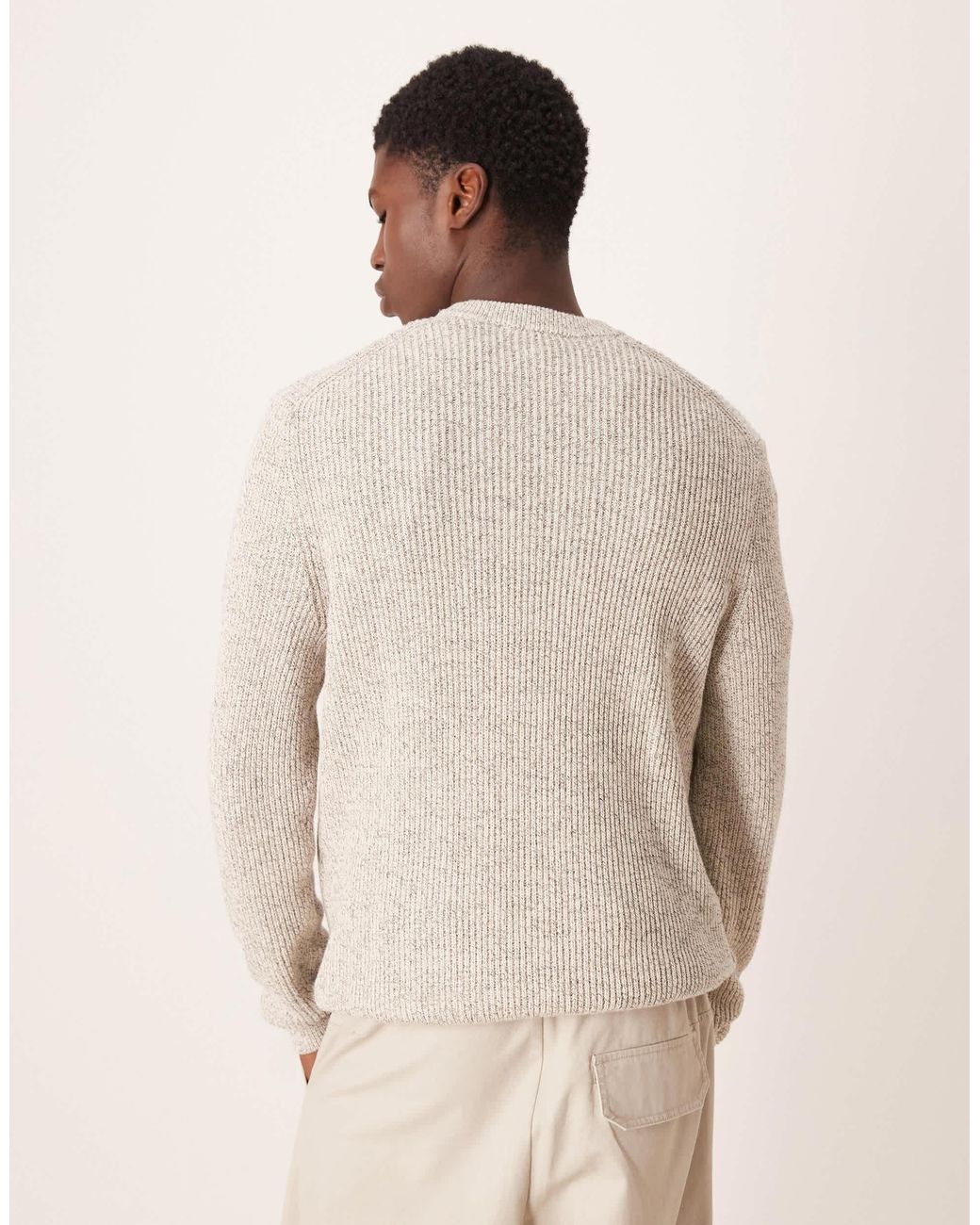 Mango – pullover aus baumwoll-grobstrick in Natural für Herren