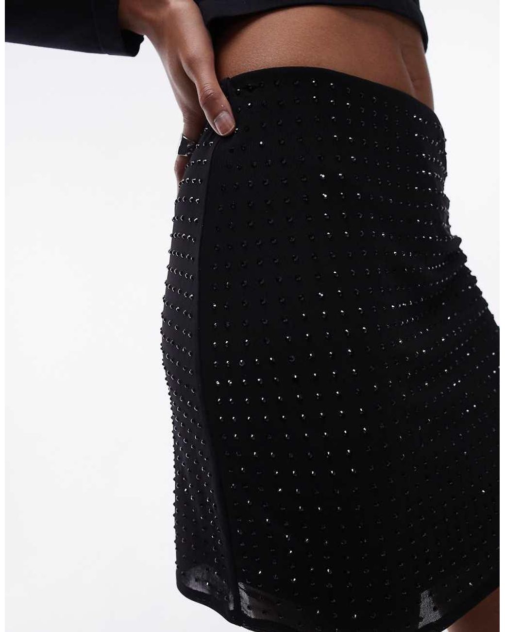 ASOS Black Asos Design Tall Hot Fix Mesh Mini Skirt