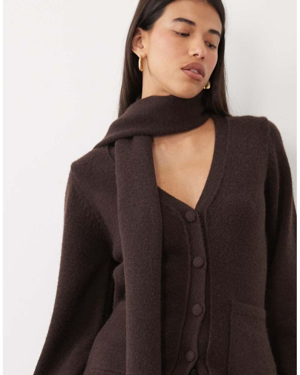 Pretty Lavish Black Knit Scarf Detail Cardigan