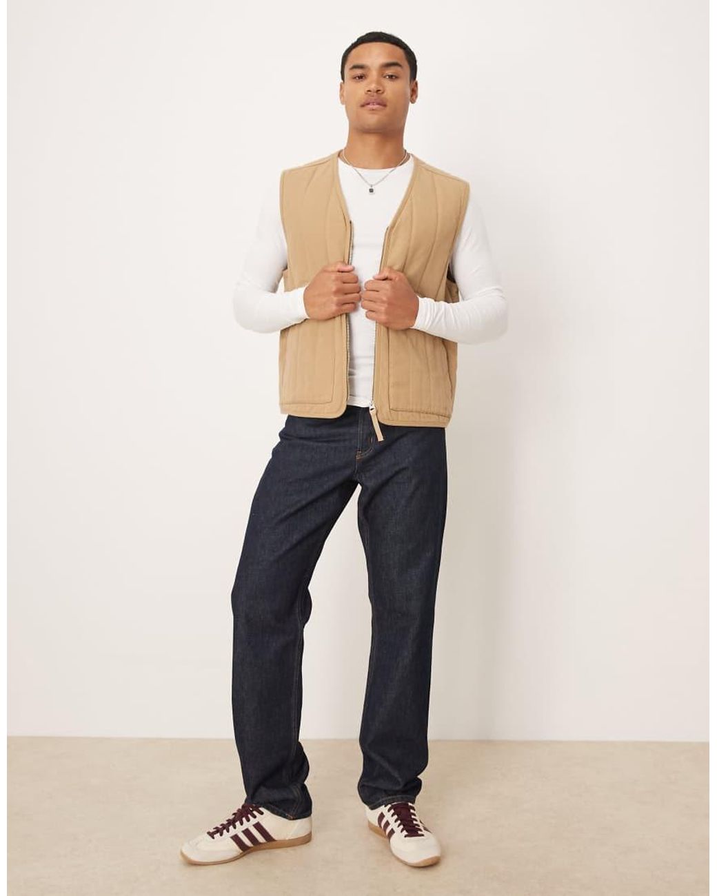 ARKET Natural Quilted Gilet With V-neck for men