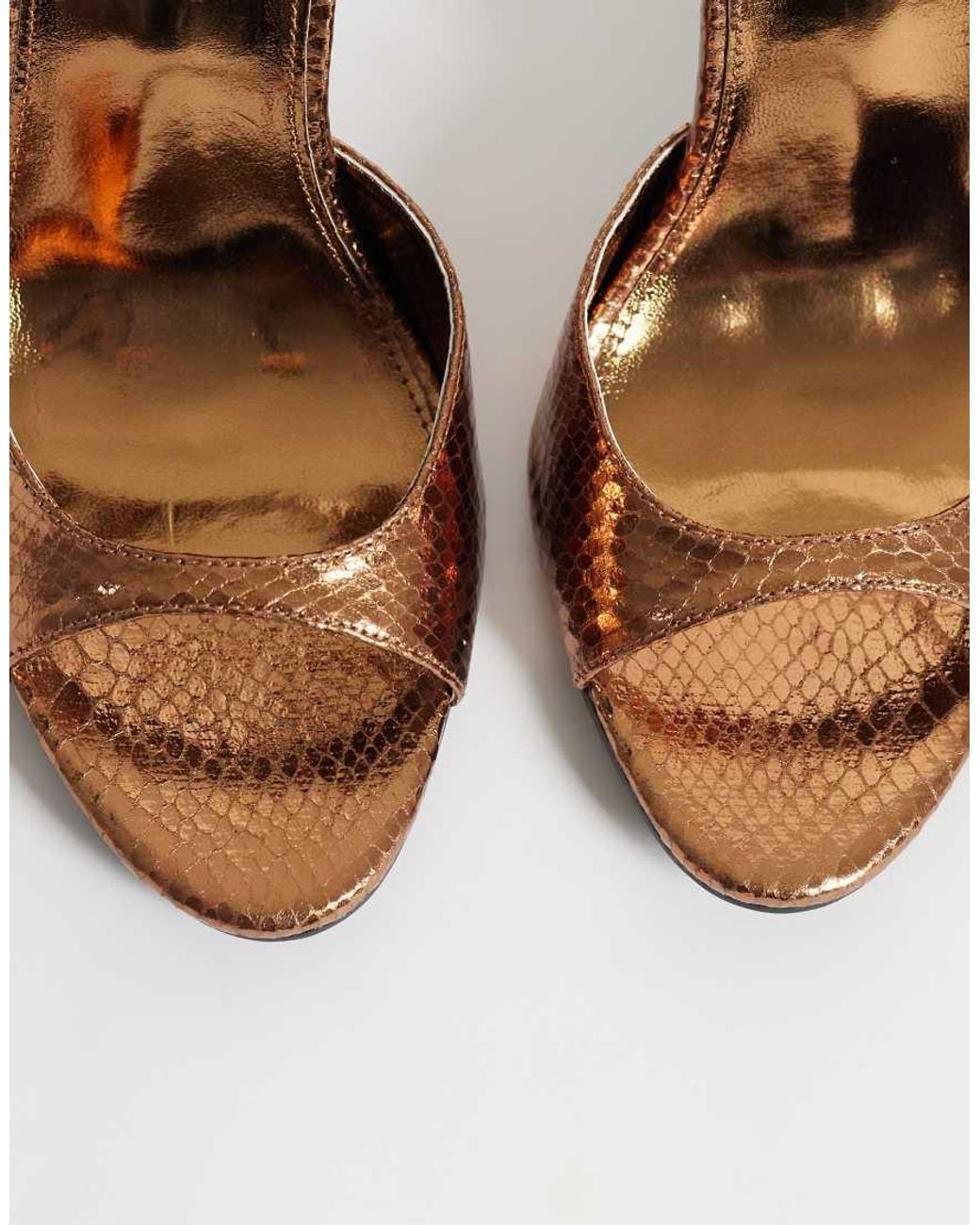 Public Desire White Gilded Heeled Sandals