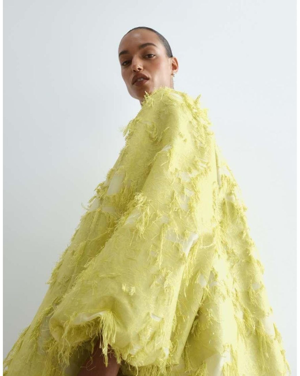 ARRANGE Yellow Textured Long Sleeve Mini Dress