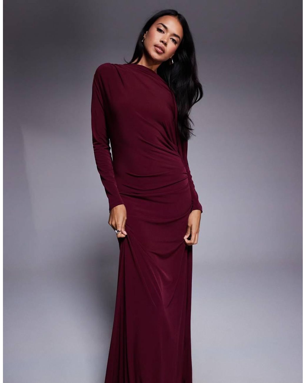 DASKA Purple One Shoulder Cape Maxi Dress