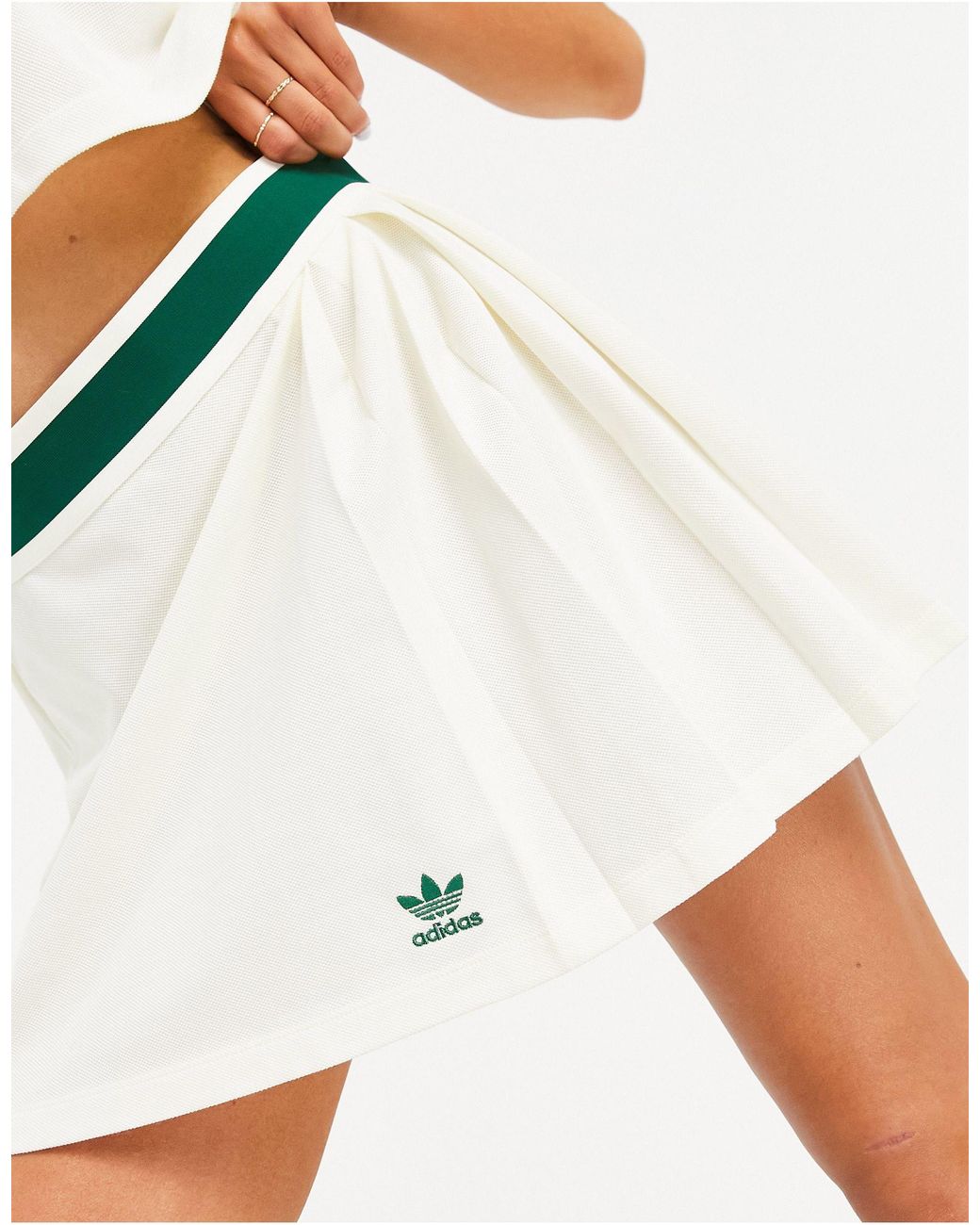 adidas Originals 'tennis Luxe' Logo Pleated Skirt in White | Lyst UK