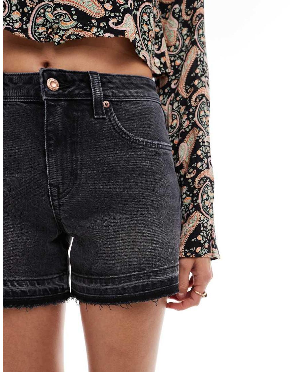 Superdry Black Mid Rise Cut Off Shorts