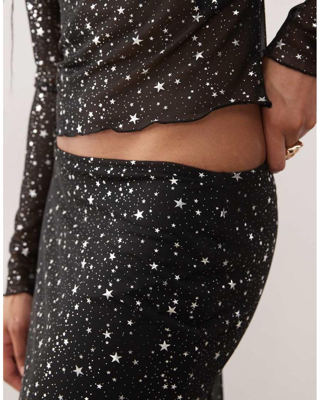Noisy May Natural Mesh Overlay Mini Skirt Co-ord