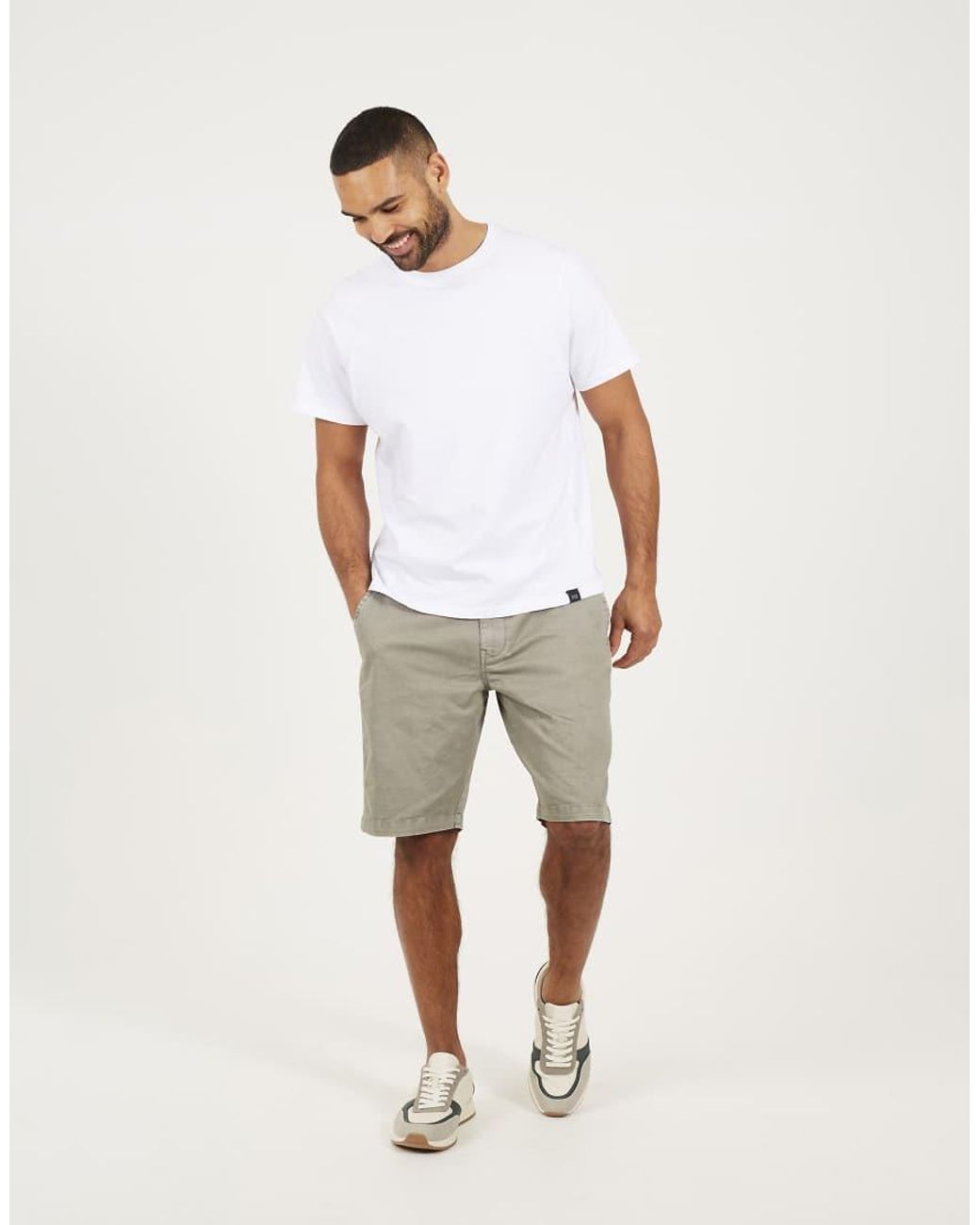 Brave Soul Natural Cotton Twill Elasticated Waist Shorts for men
