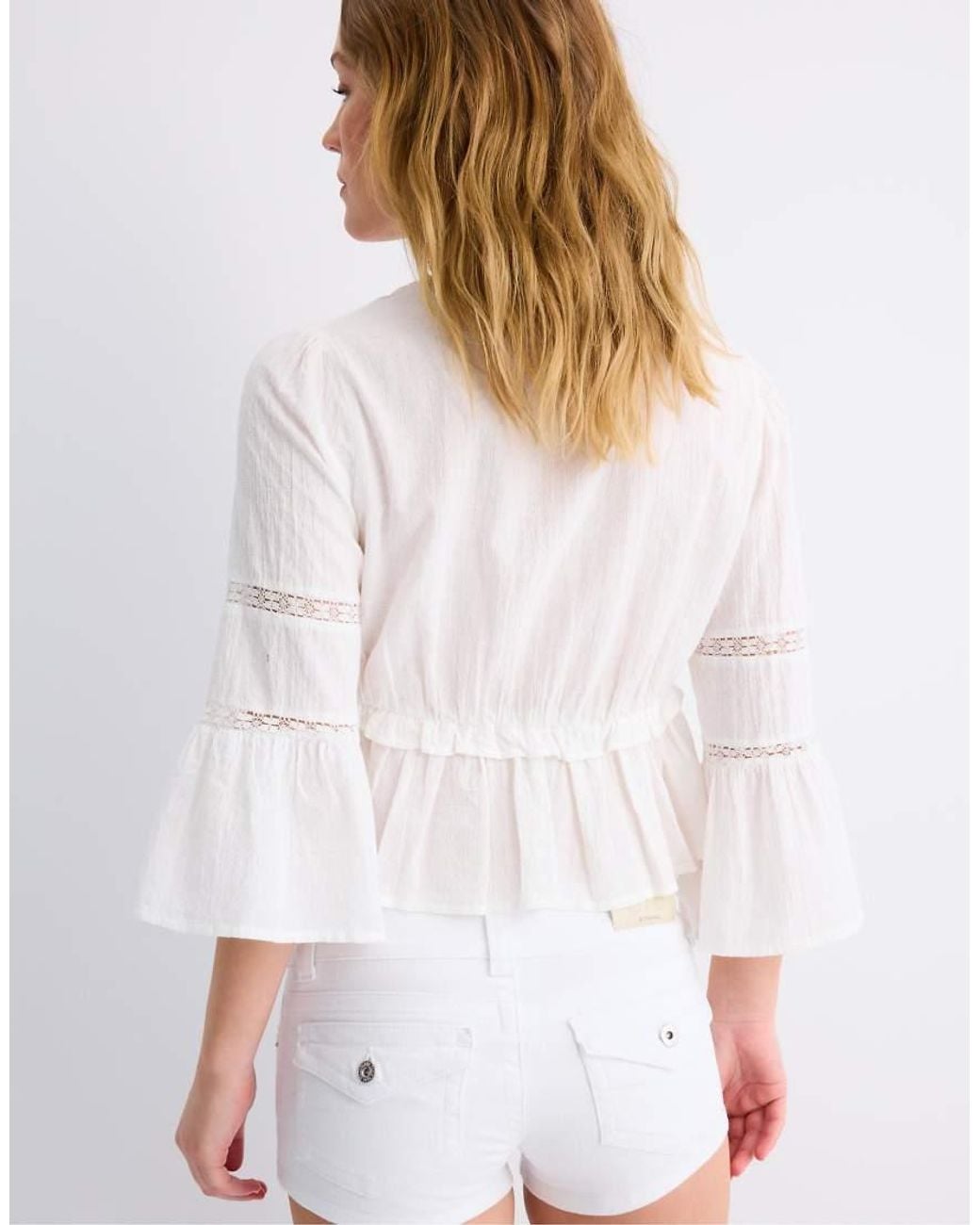 Stradivarius White Peplum Blouse With Ruffles