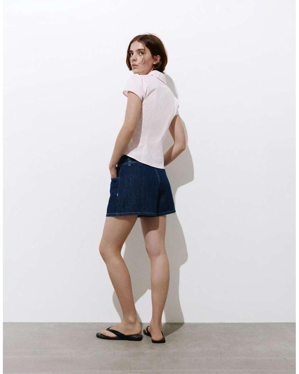 Pull&Bear White Slim Fit Short Sleeve Shirt