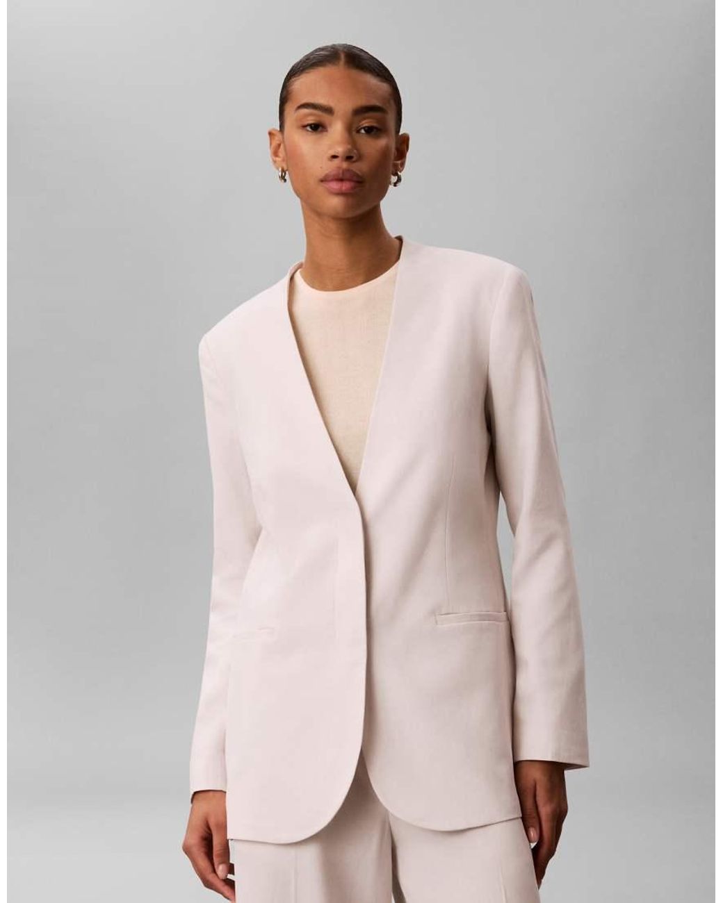 Calvin Klein White Linen Blazer Co-Ord