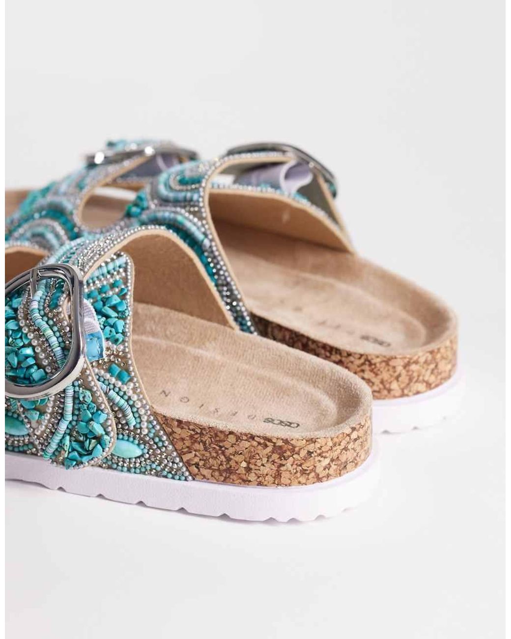 ASOS Blue Frost Beaded Double Strap Sandals