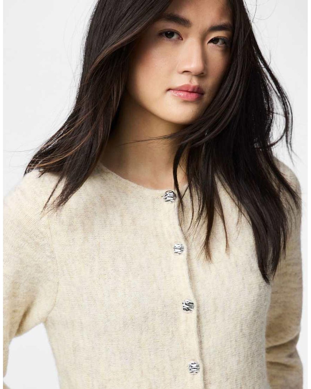 Pieces Natural Knitted Cardigan