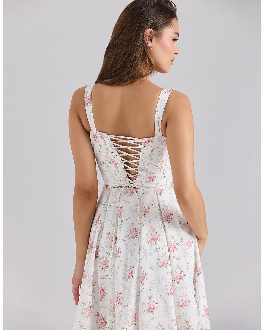 House Of Cb White Chiarina Cotton Button Front Midi Dress