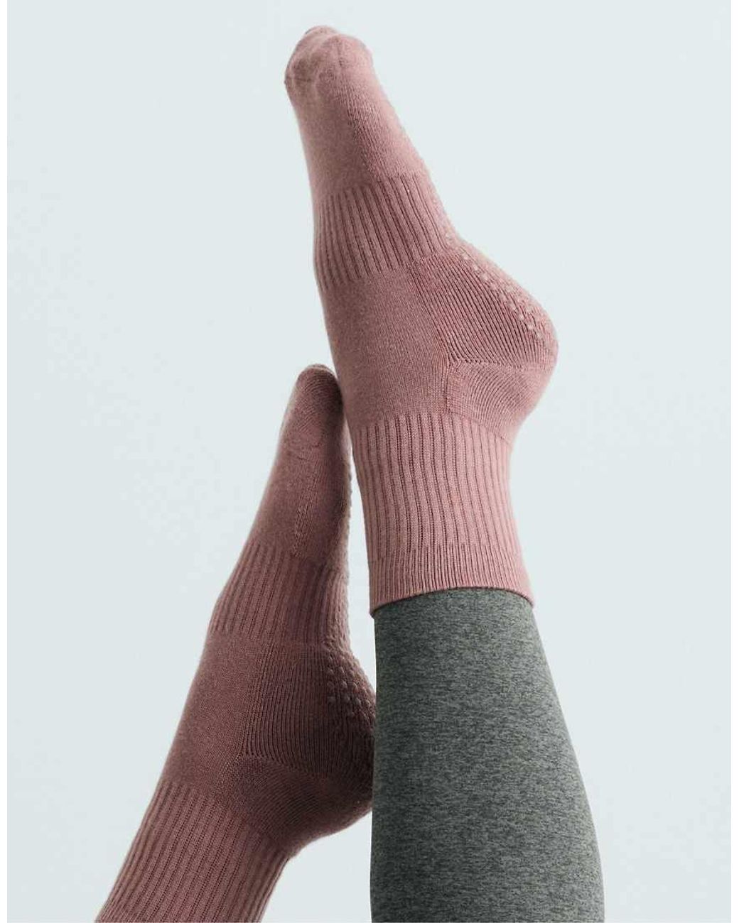 Oysho White 2 Pairs Of Cushioned Cotton Quarter Yoga And Pilates Socks