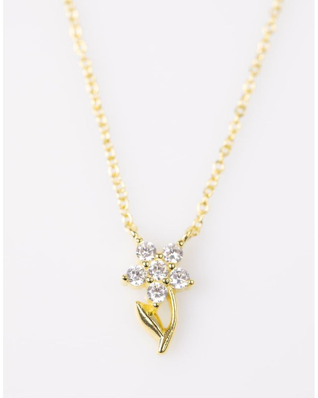 Lovisa White Plated Sterling Flower Stem Pendant Necklace