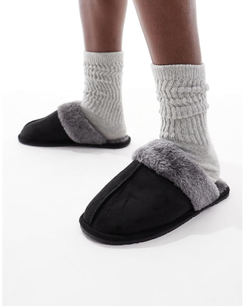 SEQWL Black – mules aus kunstpelz
