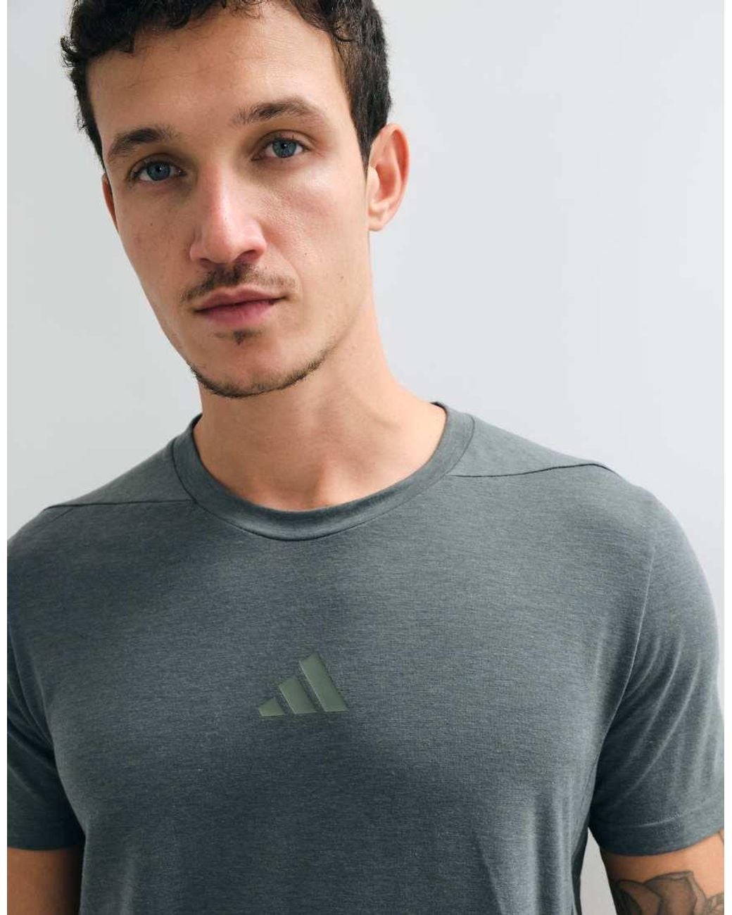 Adidas Originals Gray Adidas Training D4t T-shirt With 3 Stripes for men