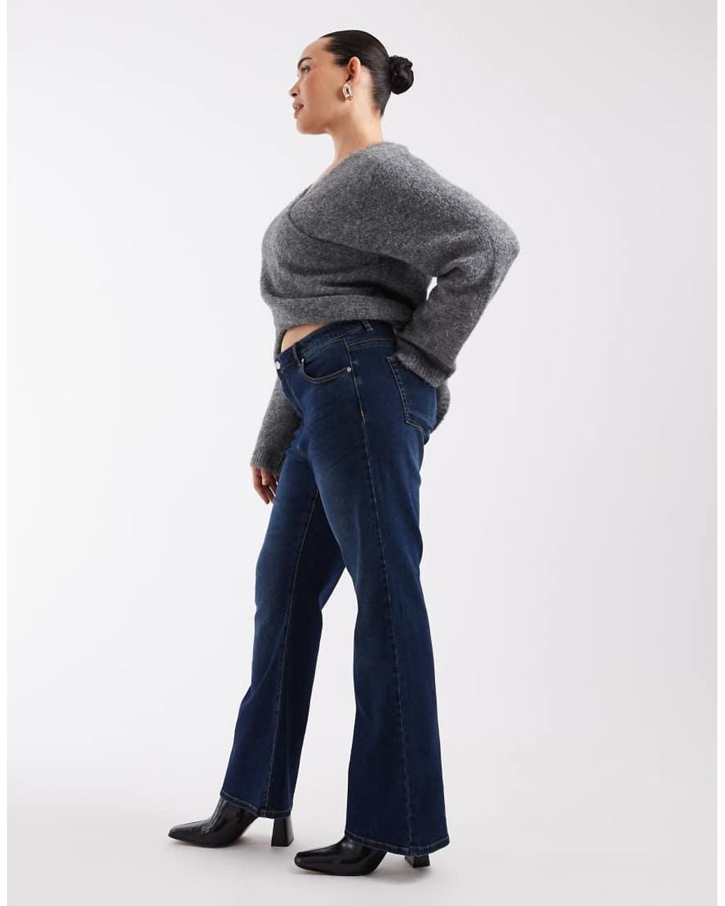 ONLY Blue Reese Mid Waist Flare Jeans