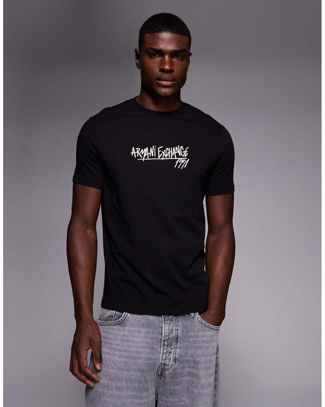 ARMANI EXCHANGE Black Logo T-Shirt for men