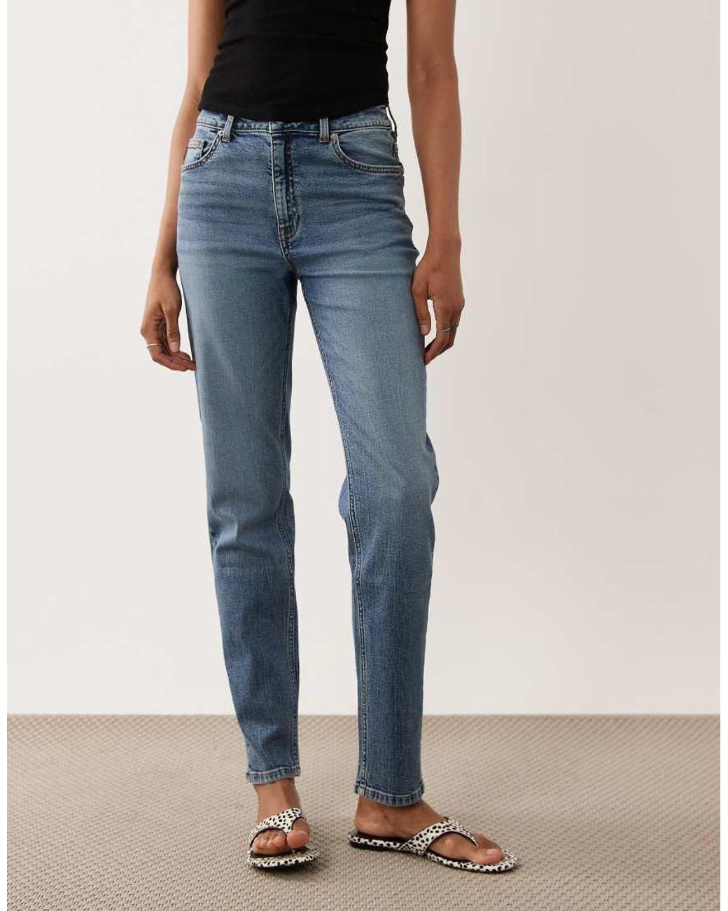 ASOS Blue Asos Design Tall Slim Fit Mom Jeans