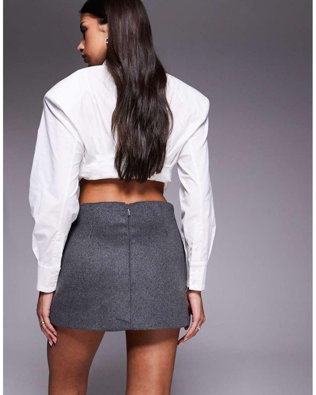 Wanderdoll Gray Hansa Wool Blend Pelmet Mini Skirt Co-ord