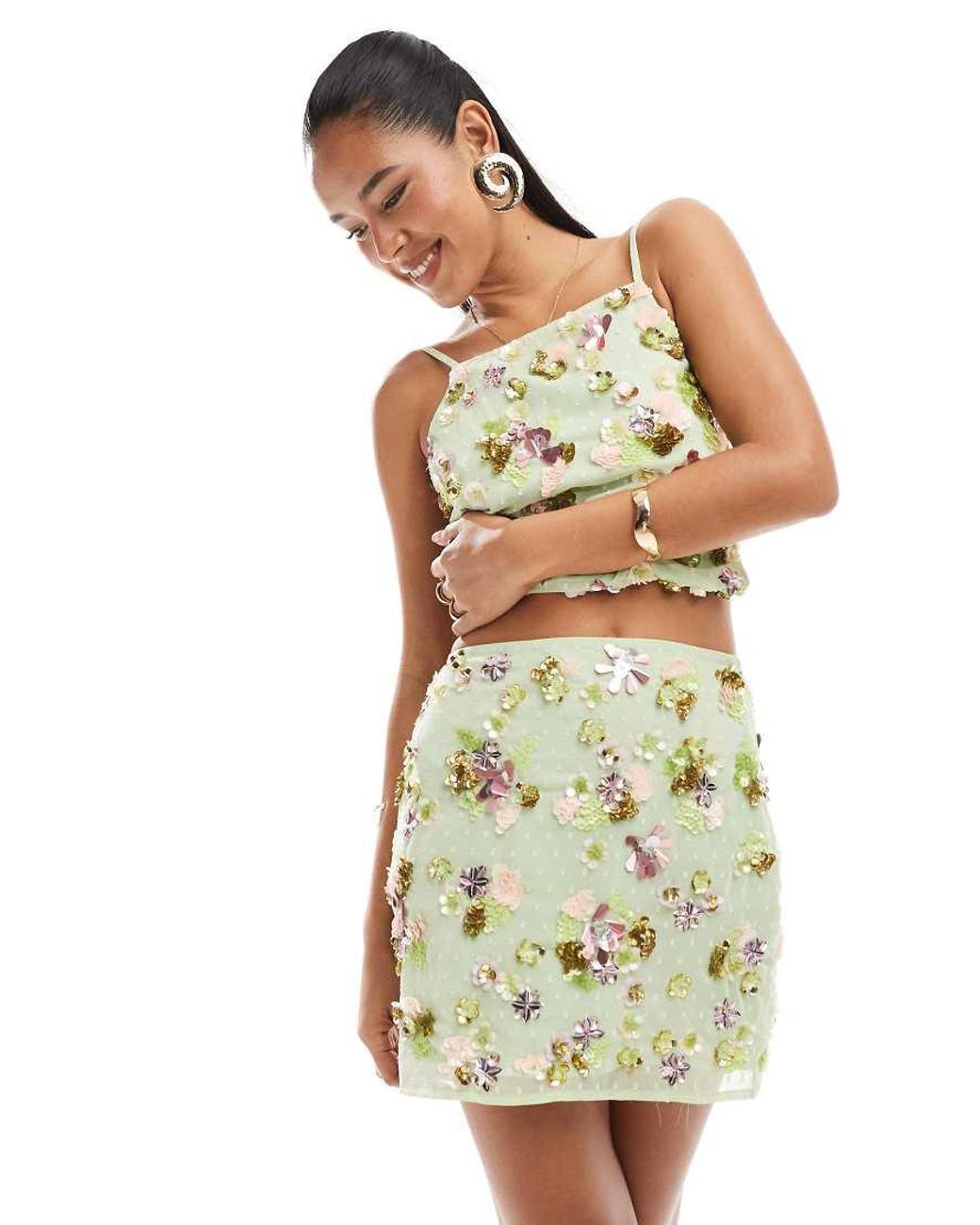 ASOS White 3d Flower Embellishment Mini Skirt