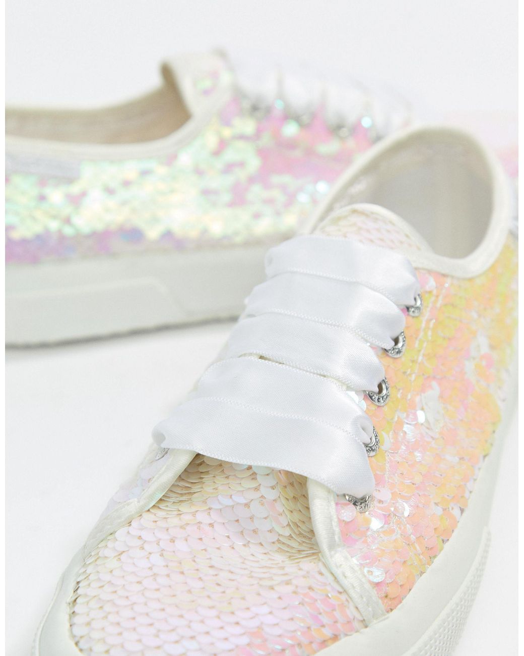 Superga 2750 Iridescent Sequin Sneakers in White Lyst UK
