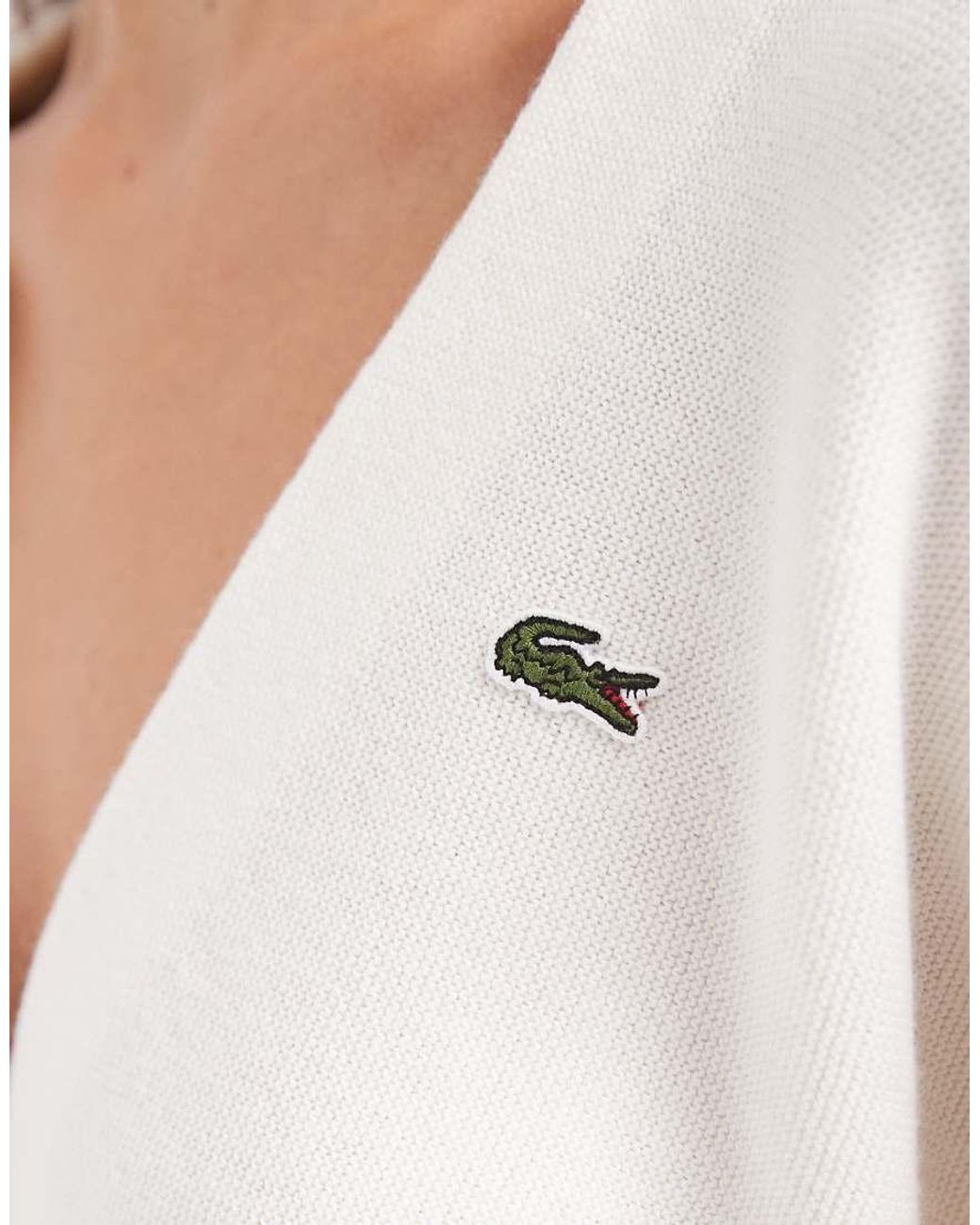 Lacoste White V Neck Cardigan
