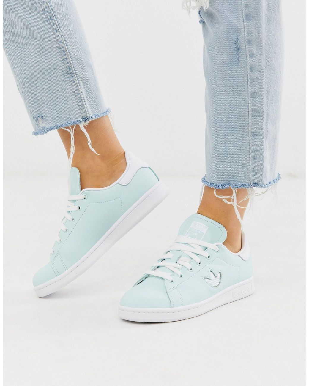 adidas Originals Leather Mint Stan Smith With Trefoil in Green | Lyst