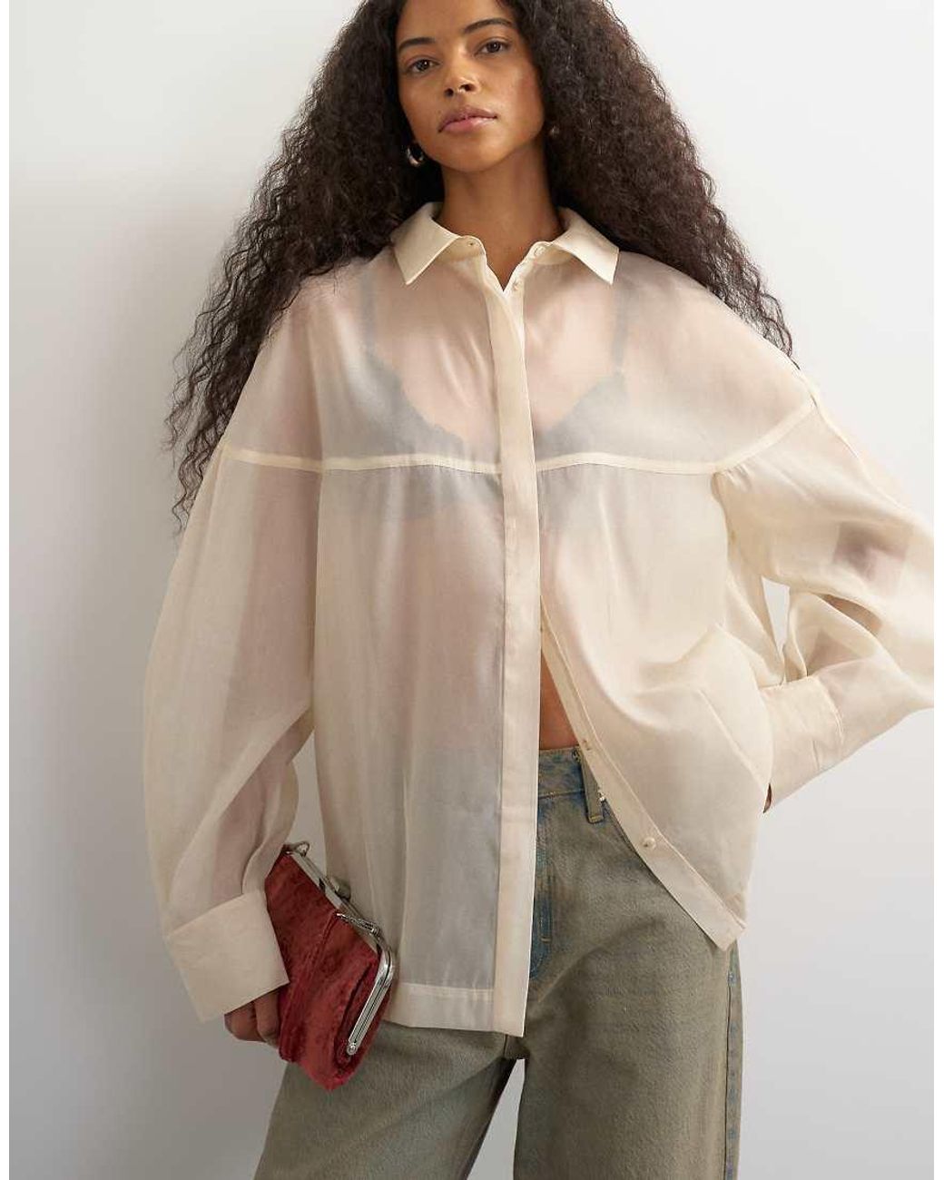 TOPSHOP Natural Organza Shirt