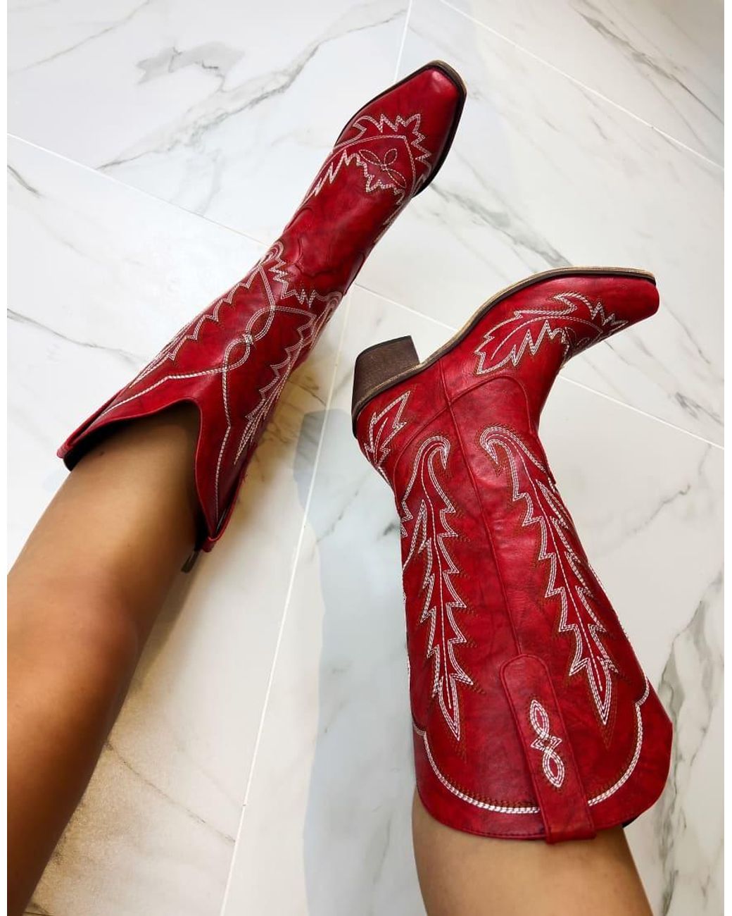 GIA STUDIOS Red Cowboy Western Boots