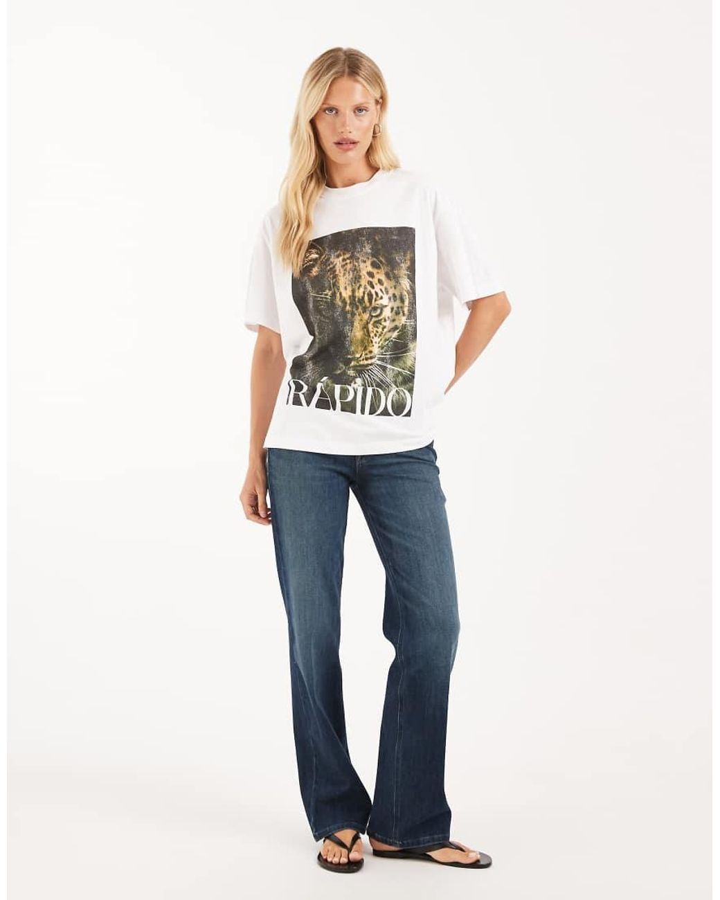ASOS White Oversized T-shirt With Rapido Leopard Graphic