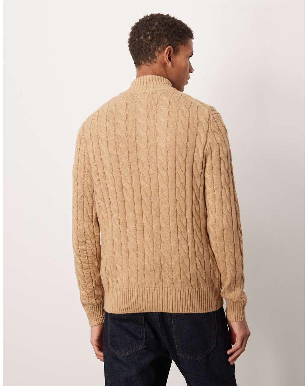 Polo Ralph Lauren Blue Driver Icon Logo Cotton Cable Half Zip Knit Jumper for men