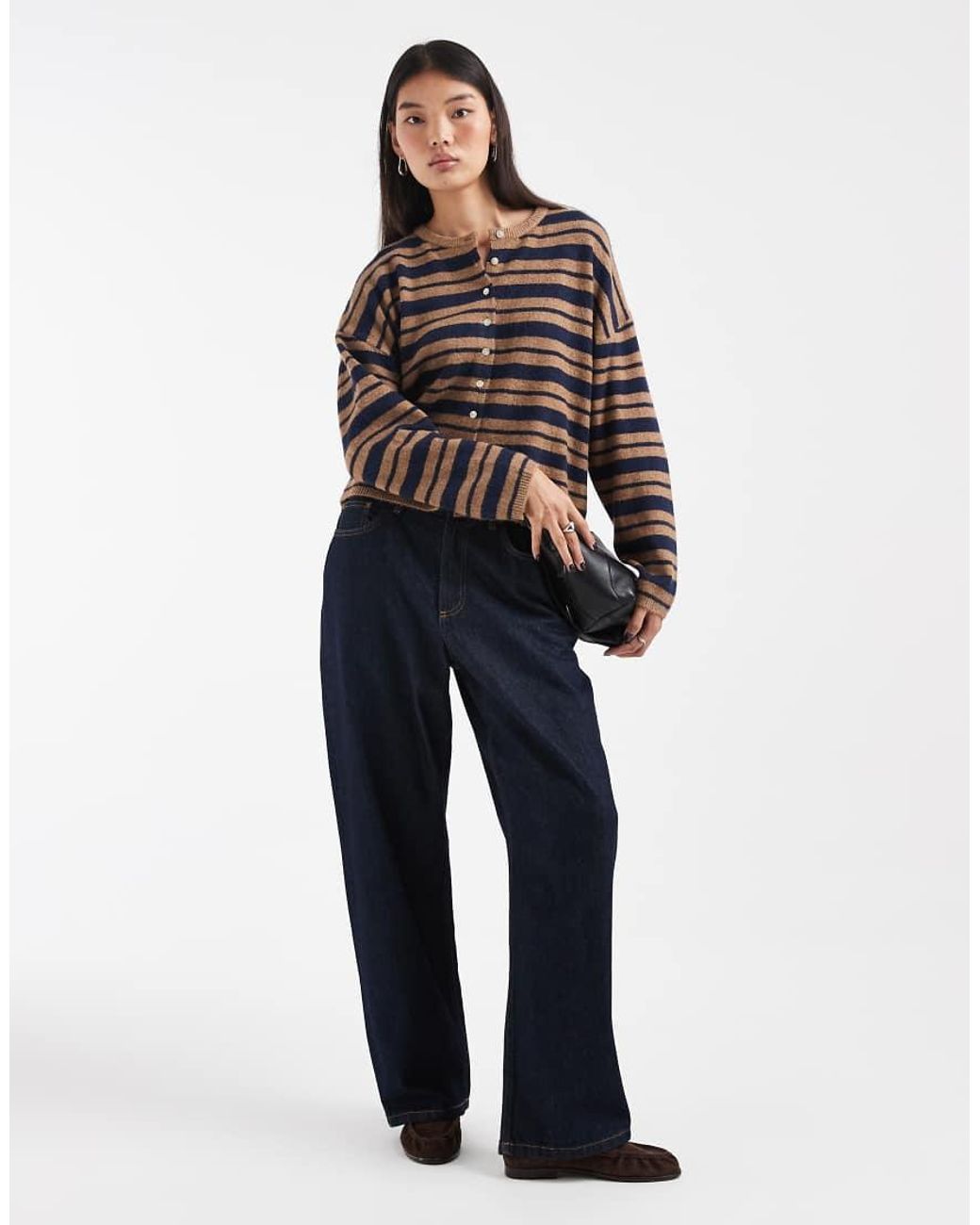 ASOS Black Fluffy Relaxed Crew Neck Cardigan