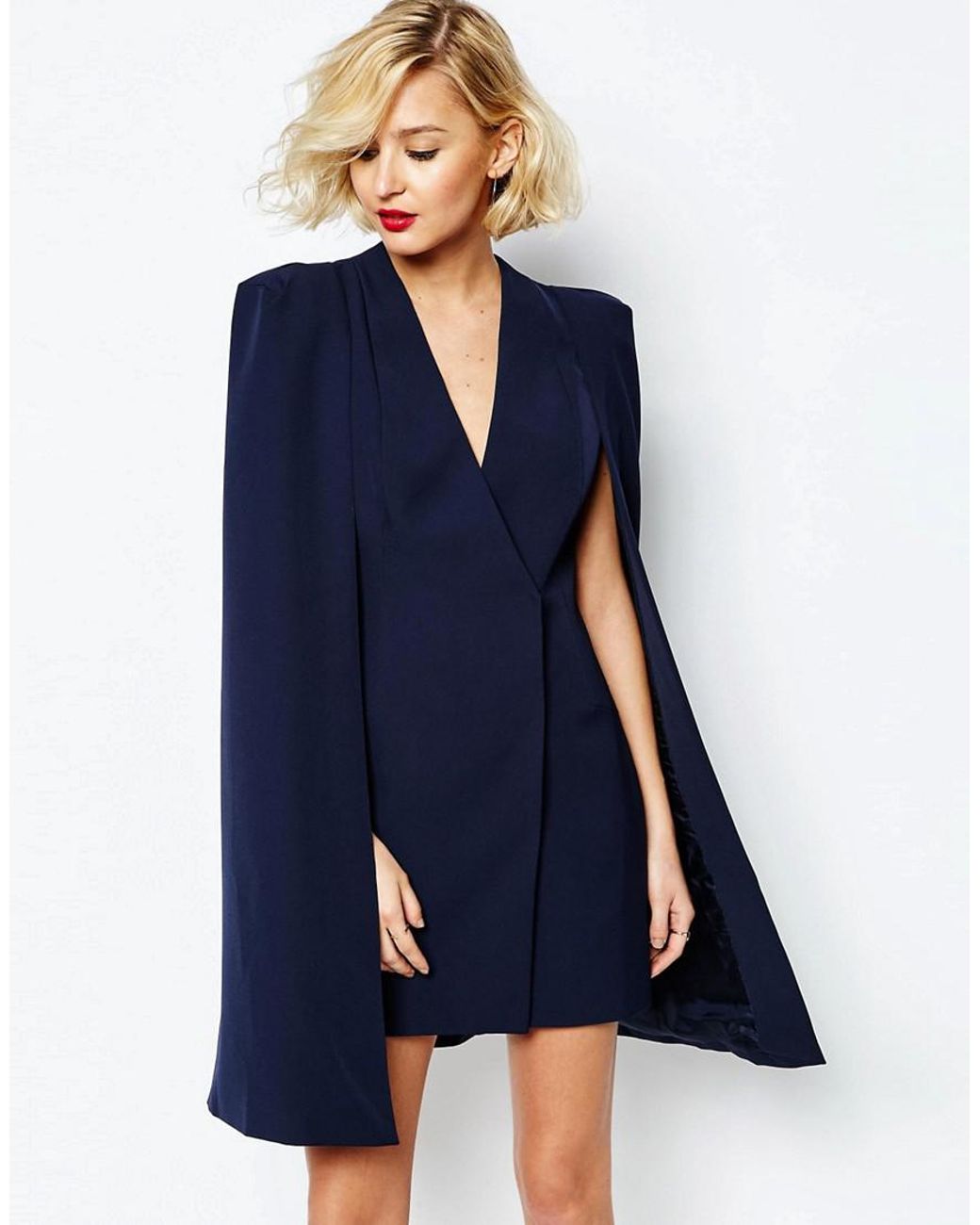 Lavish Alice Split Back Cape Dress in Blue Lyst UK