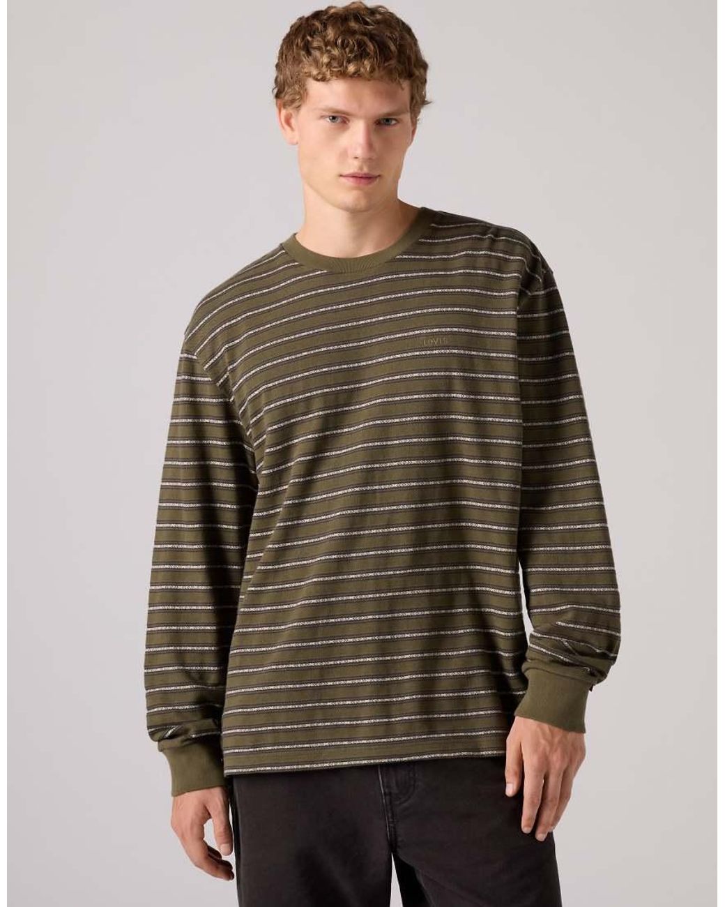 Levi's Gray Long Sleeve Authentic Striped Graphic Tee for men