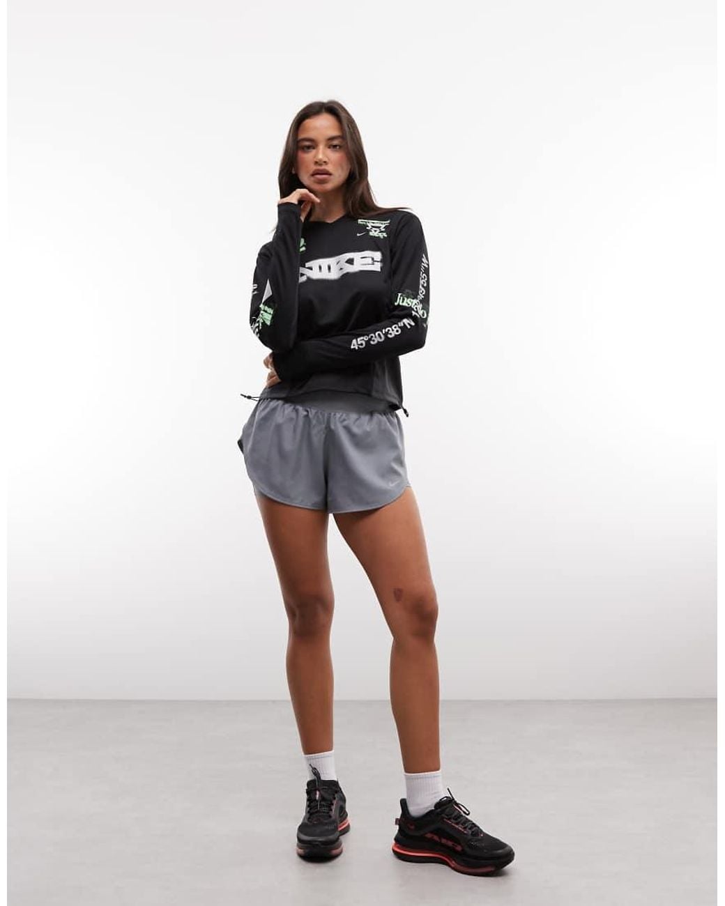 Nike Black Swift Long Sleeve Top With Graphic Print