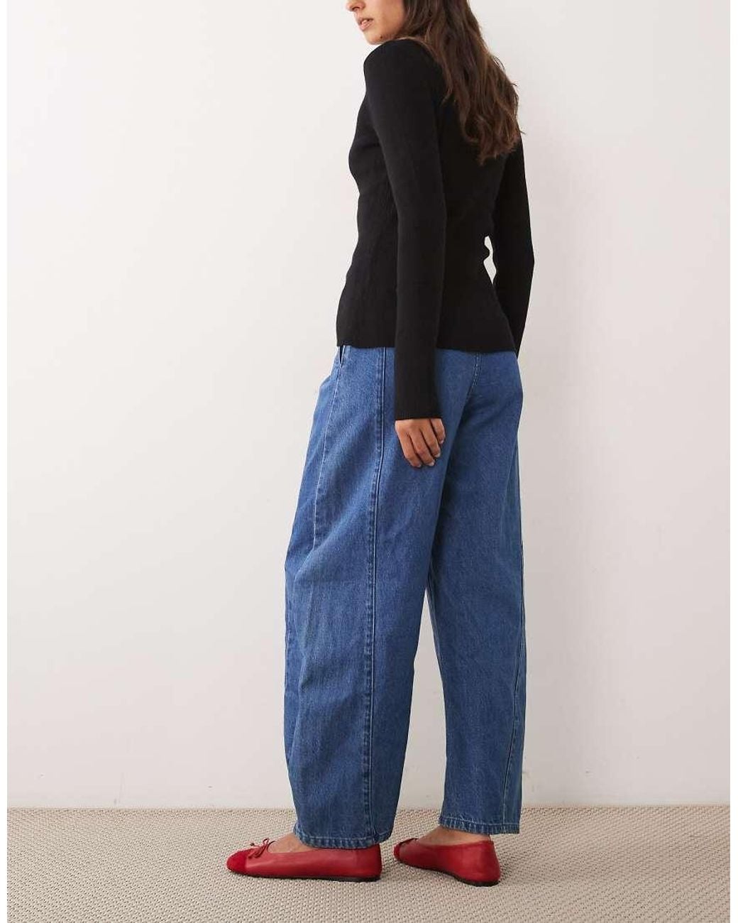 ASOS Blue Clean Waistband Barrel Jeans