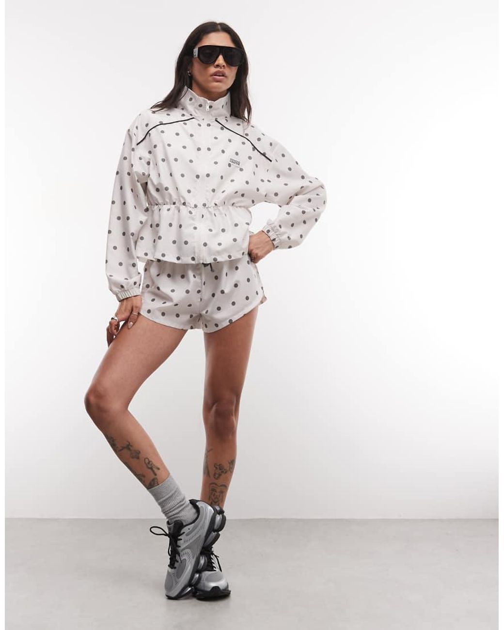 ASOS Gray Weekend Collective Nylon Track Funnel Neck Jacket With Peplum Detail