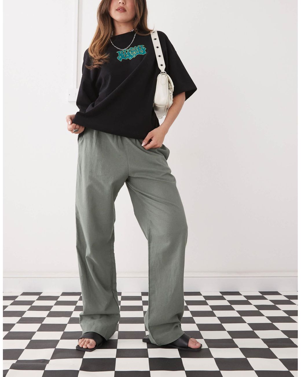 Monki 05913267 Monki Linen Trousers in White | Lyst