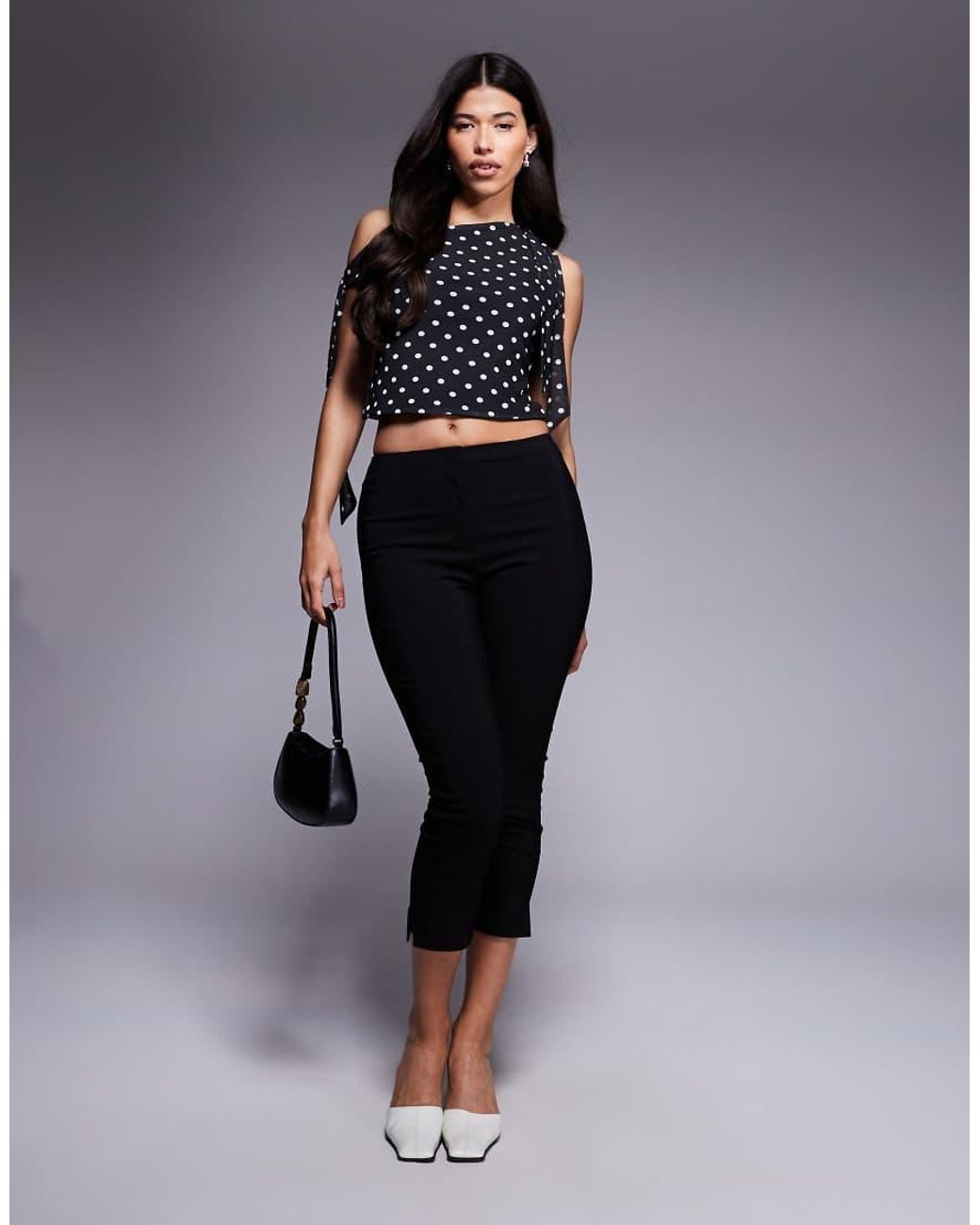 ASOS Top Van Mesh Met Blote Schouder En Strikdetail in het Blue