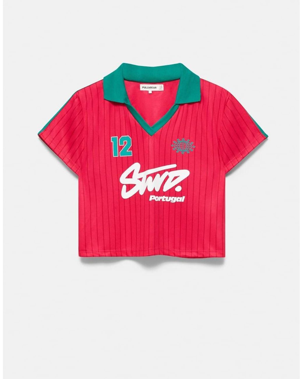 Pull&Bear Red Stwd Portugal Football Polo