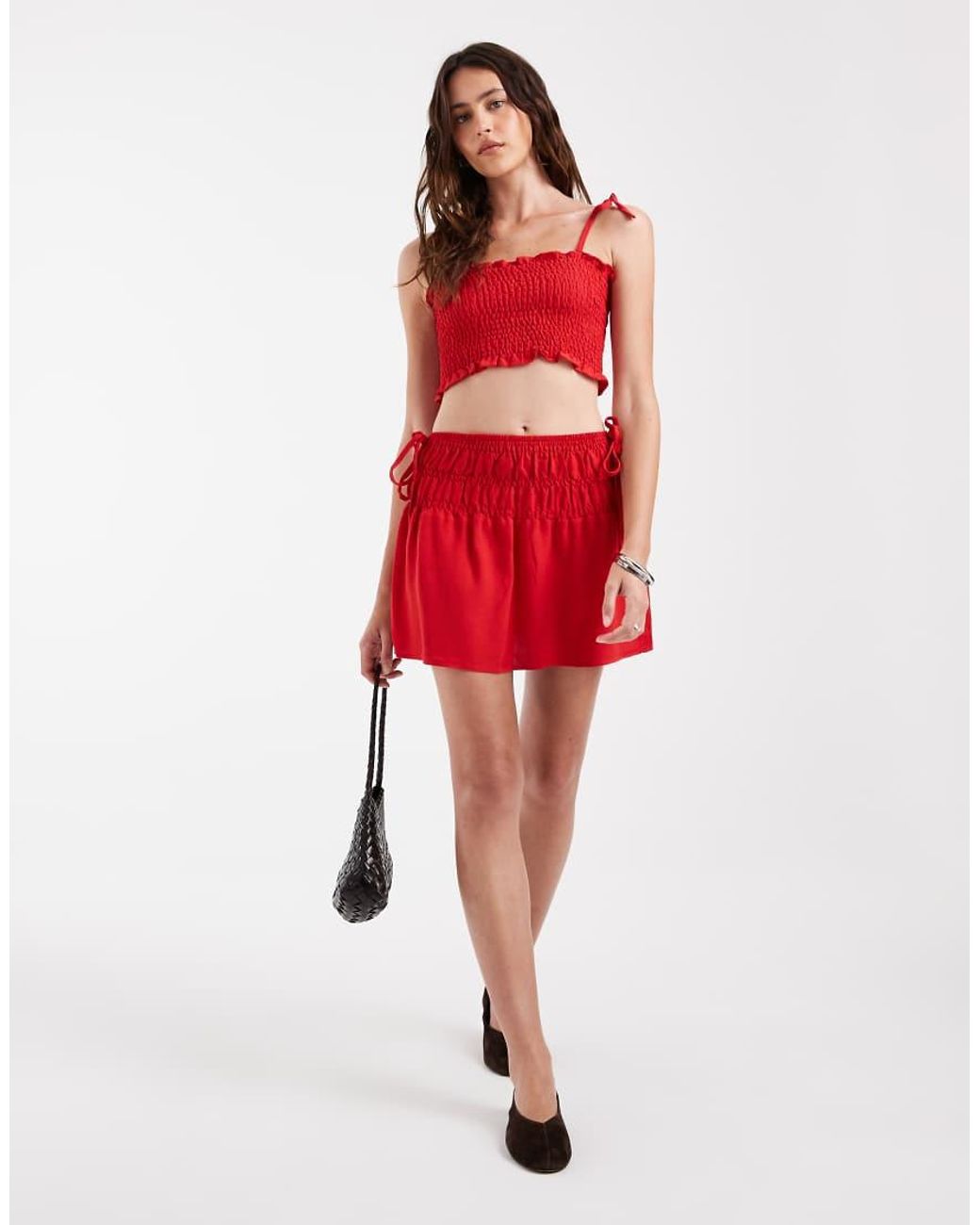 ASOS Red Linen Look Shir Bralet Top