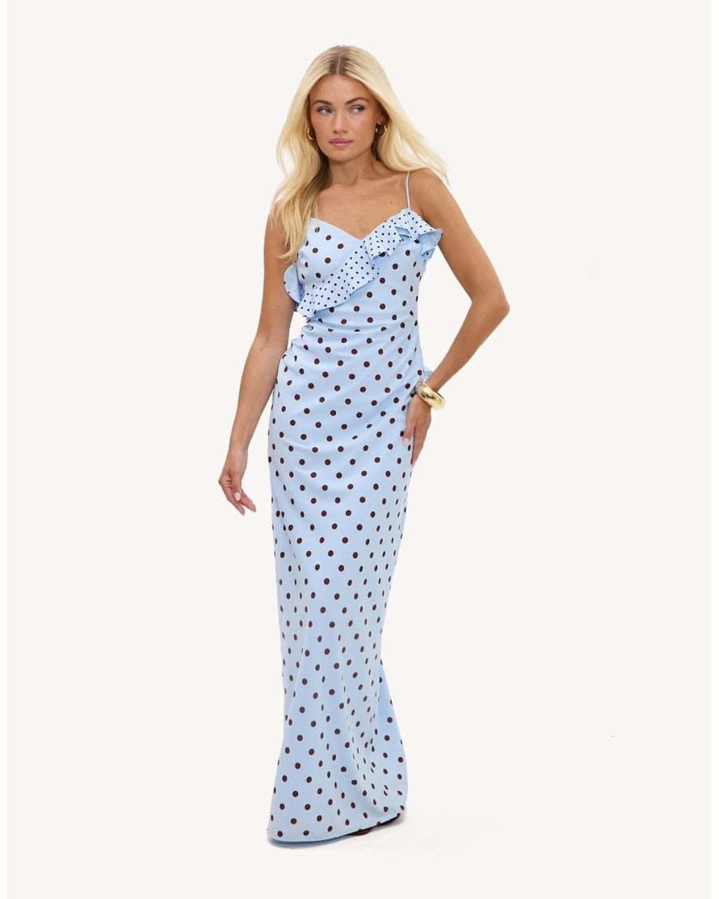 Loavies Blue Perfect Rhythm Maxi Dress With Polka Dots
