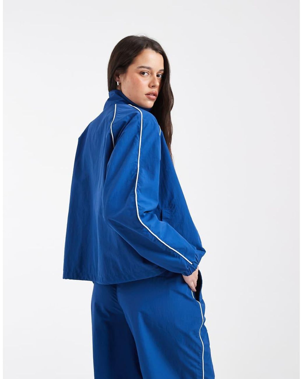 JJXX Blue Funnel Neck Track Jacket With Contrast Piping