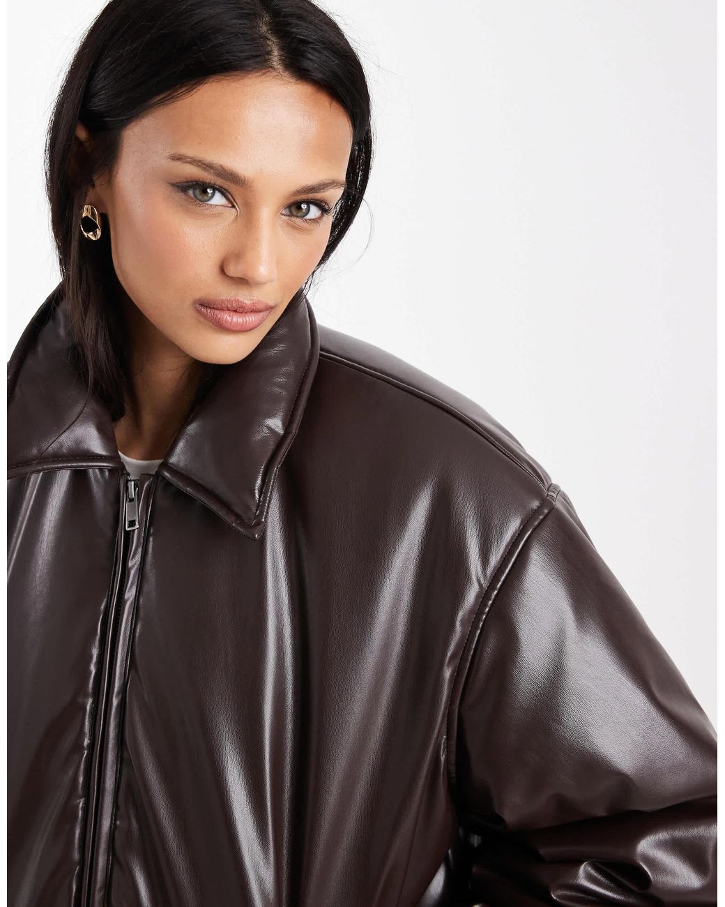 Object White Premium Faux Leather Padded Jacket