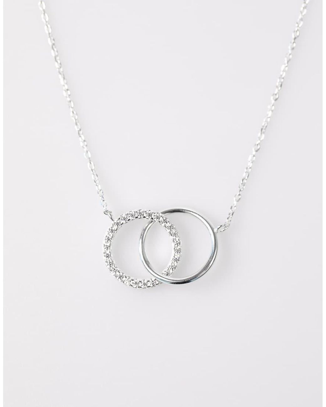 Lovisa White Sterling Pave Link Hoop Pendant Necklace