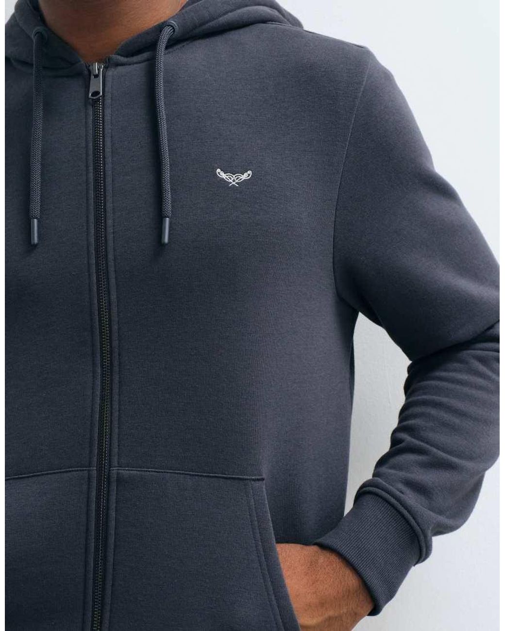 Threadbare Blue Cotton Rich Zip Through Hoodie for men
